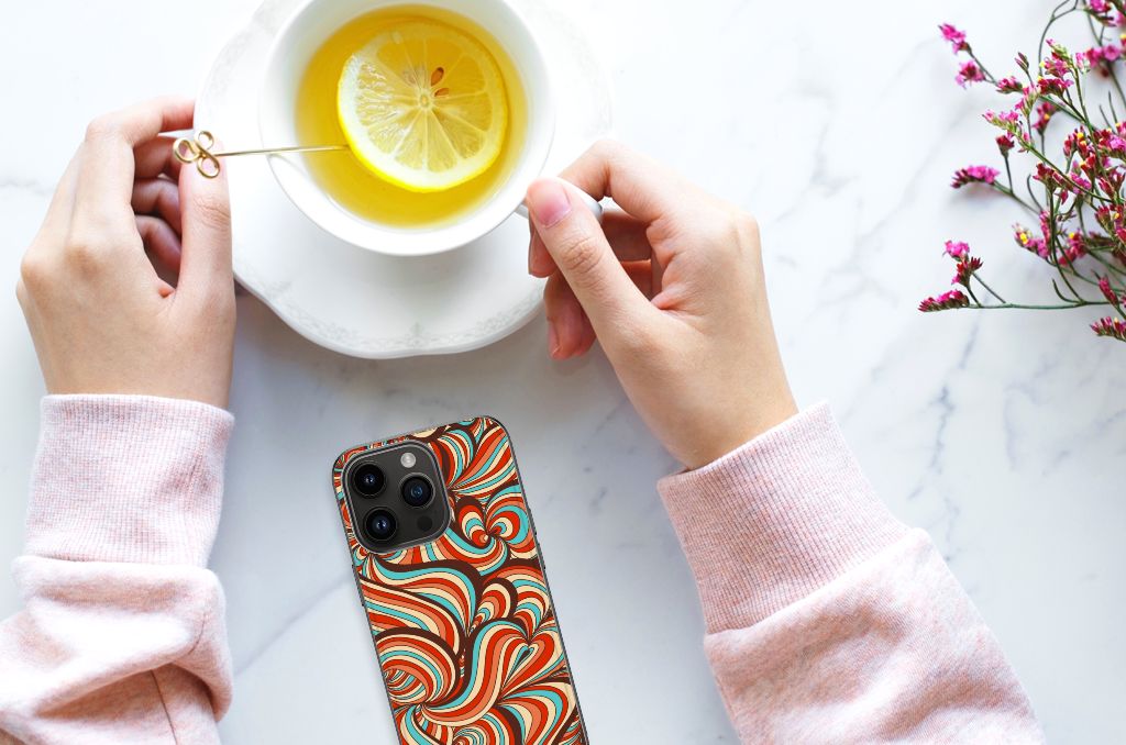 Apple iPhone 15 Pro iPhone 15 Pro Leuk Telefoonhoesje Retro Vormen print van boven