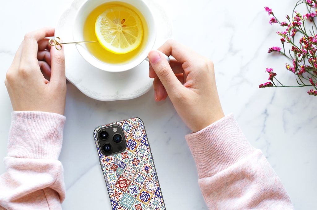 iPhone 15 Pro Marmeren Print Telefoonhoesje Tiles Color B2C Telecom