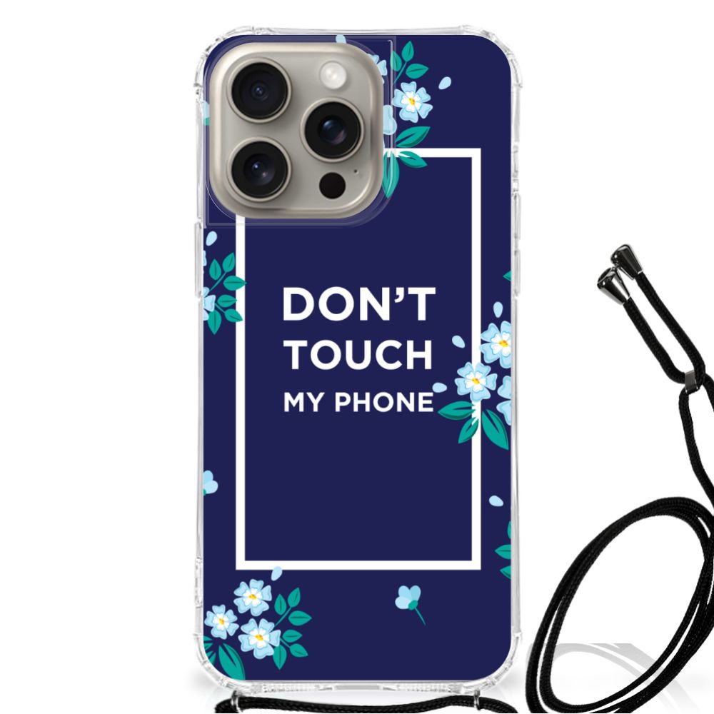 iPhone 15 Pro Max Anti Shock Case Flowers Blue DTMP B2C Telecom