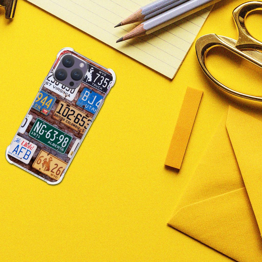 iPhone 15 Pro Max Anti-shock Hoesje met foto Kentekenplaten design boven aanzicht
