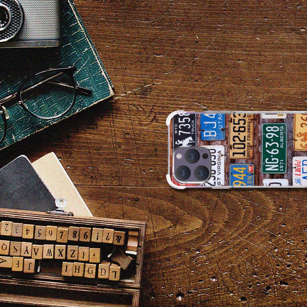 iPhone 15 Pro Max Anti-shock Hoesje met foto Kentekenplaten bovenaanzicht