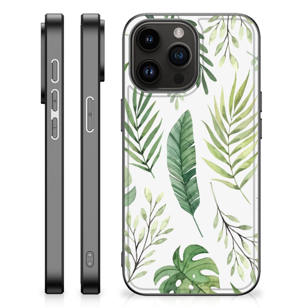 iPhone 15 Pro Max Bloemen Hoesje Leaves back cover leaves design zijaanzicht