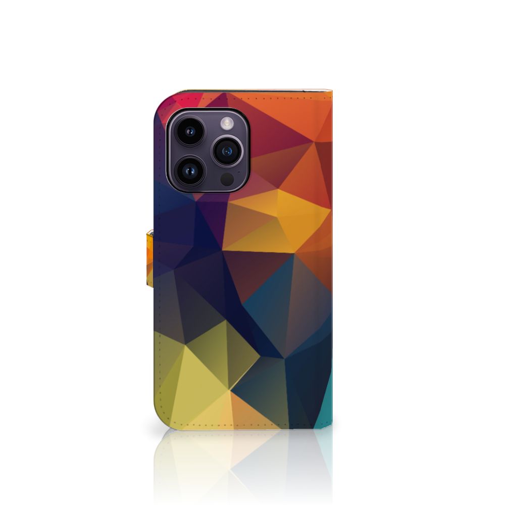 iPhone 15 Pro Max Book Case Polygon Color met kleurrijk geometrisch ontwerp
