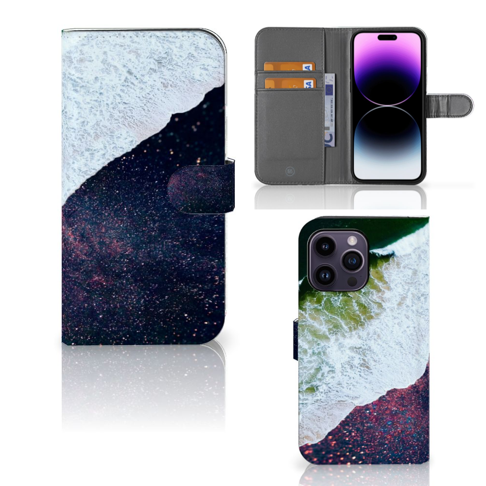 iPhone 15 Pro Max Book Case Sea in Space met abstract design en zee-elementen 🌊