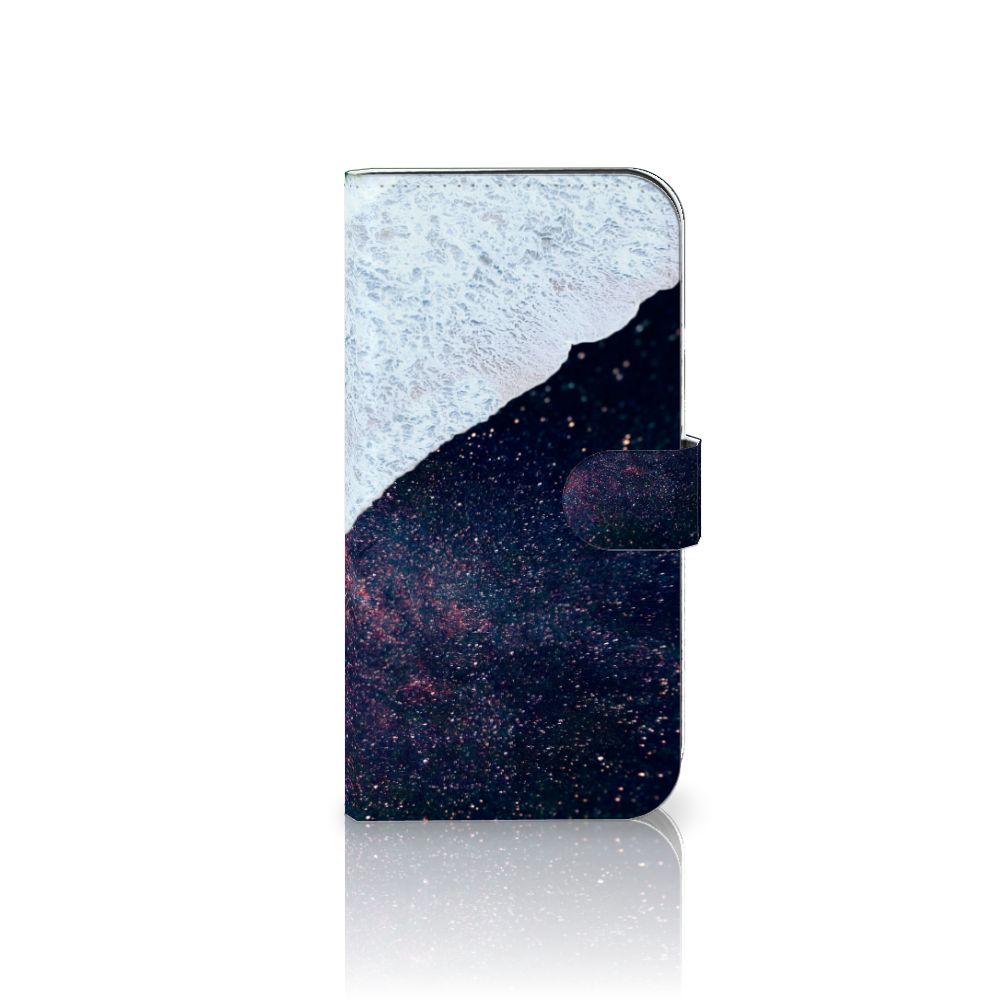 iPhone 15 Pro Max Book Case Sea in Space met abstract kunstwerk design van zee en sterren
