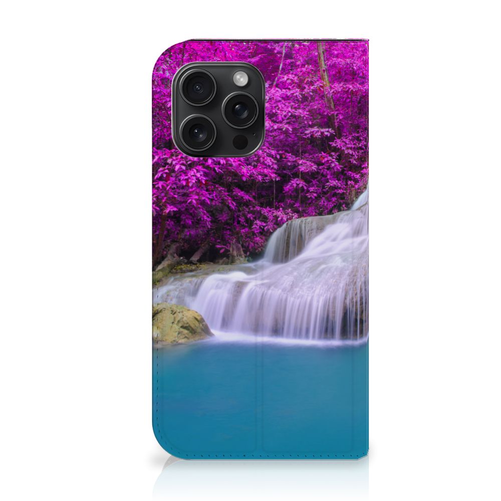 iPhone 15 Pro Max Book Cover Waterval waterval roze design voorkant