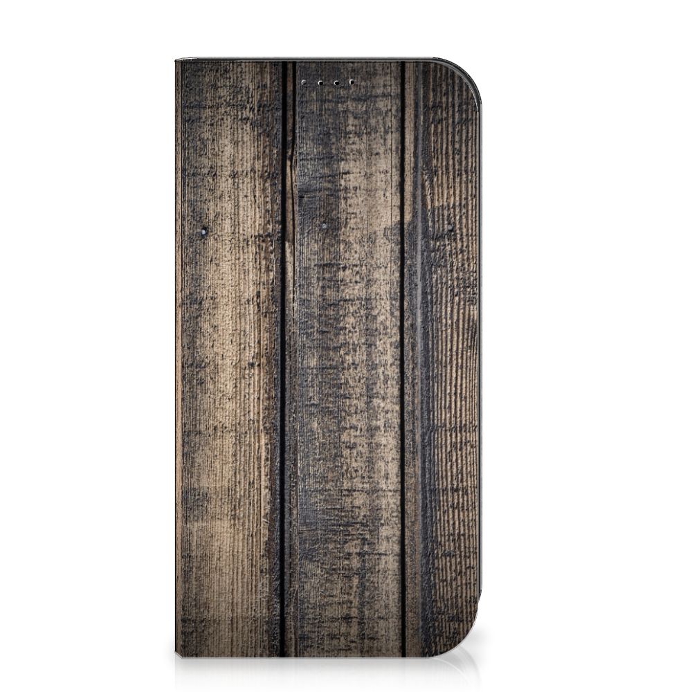 iPhone 15 Pro Max Book Wallet Case Steigerhout met een realistische steigerhout print. 🪵