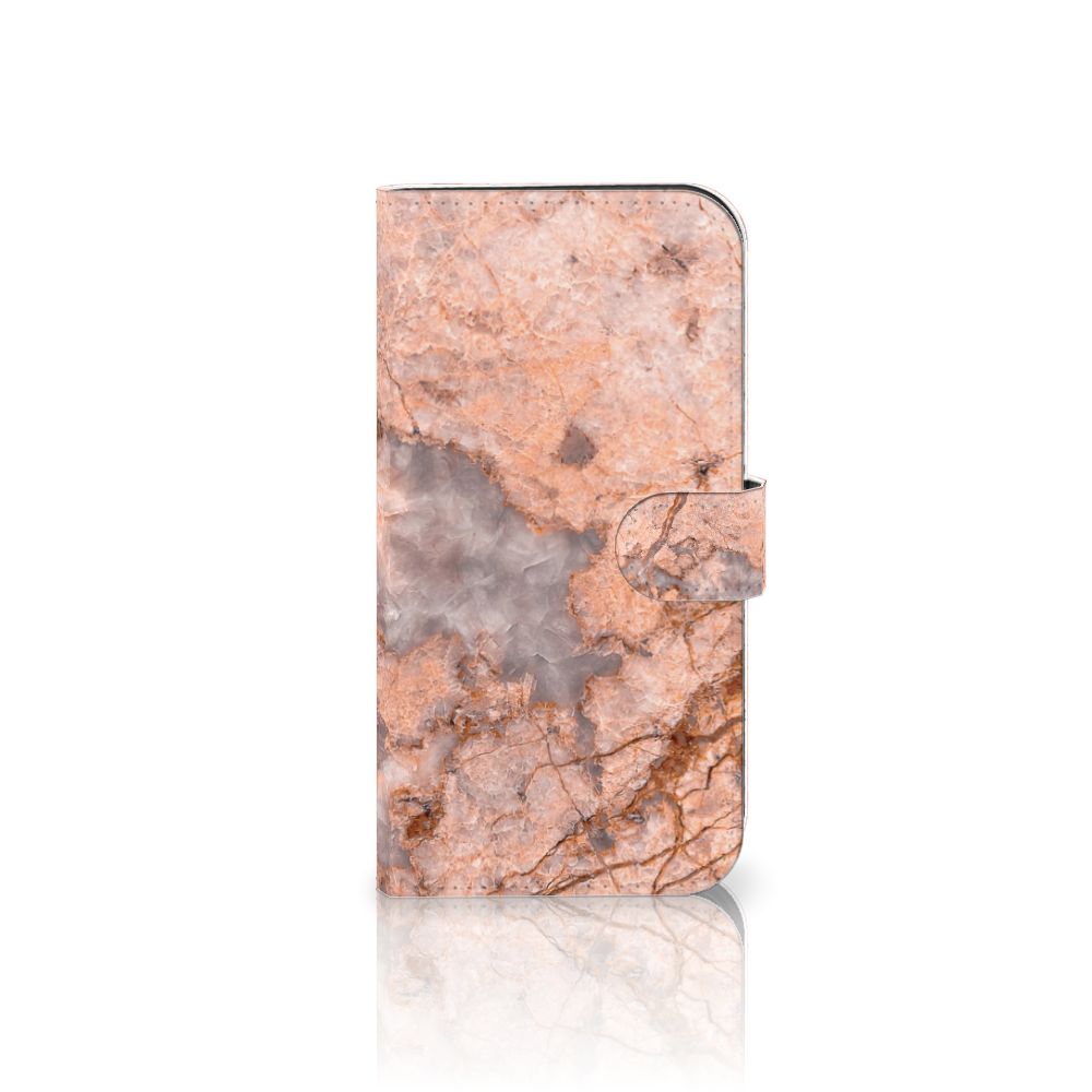 iPhone 15 Pro Max Bookcase Marmer Oranje met stijlvol design en unieke marmerafwerking 🌟