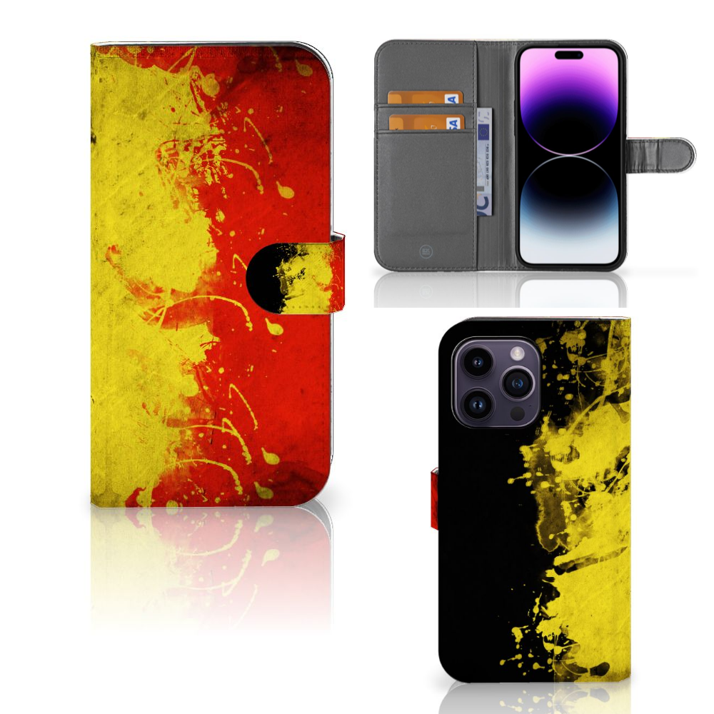 iPhone 15 Pro Max Bookstyle Case België met Belgische kleuren en een stijlvol design.