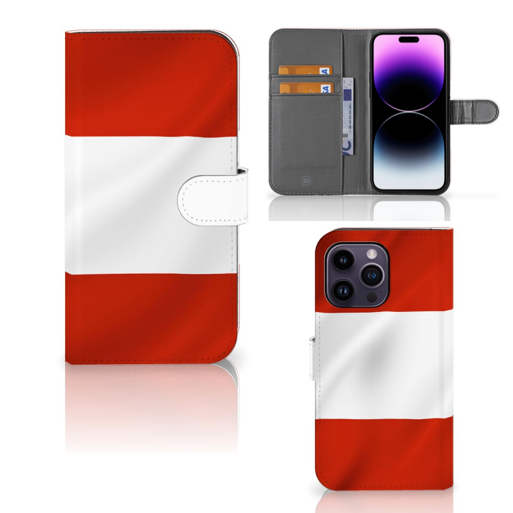 iPhone 15 Pro Max Bookstyle Case Oostenrijk met Oostenrijkse vlag design 🇦🇹