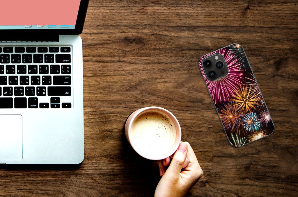 Apple iPhone 15 Pro Max GSM Cover Vuurwerk telefoonhoesje design vuurwerk aanzicht