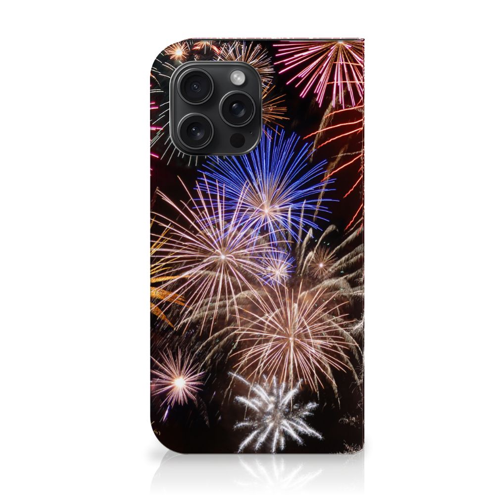 iPhone 15 Pro Max Hippe Standcase Vuurwerk met kleurrijk siervuurwerkprint 🎆