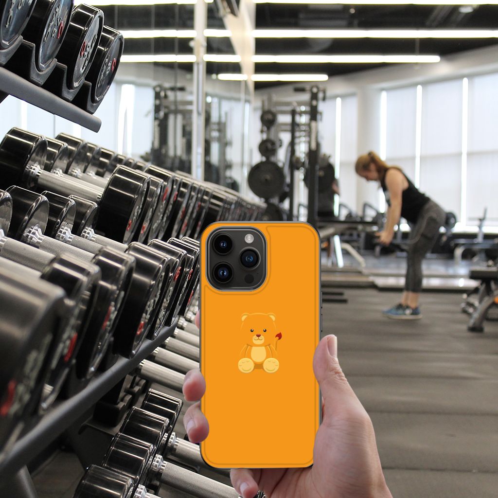 Apple iPhone 15 Pro Max Hoesje Baby Beer illustratie hand gewichten