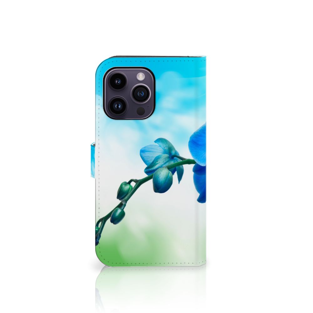 iPhone 15 Pro Max Hoesje Orchidee Blauw - Cadeau voor je Moeder met elegante orchidee print 🌸.