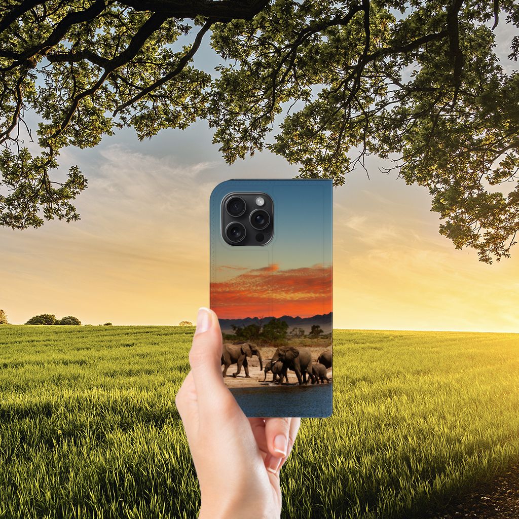 iPhone 15 Pro Max Hoesje maken Olifanten design Olifanten aanzicht
