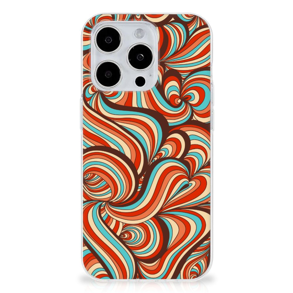 iPhone 15 Pro Max Hoesje maken Retro met kleurrijk retro design in felle kleuren en unieke patronen.