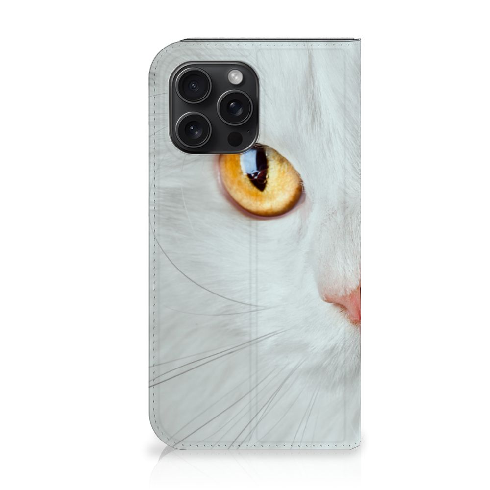 iPhone 15 Pro Max Hoesje maken Witte Kat design hoesje voorkant