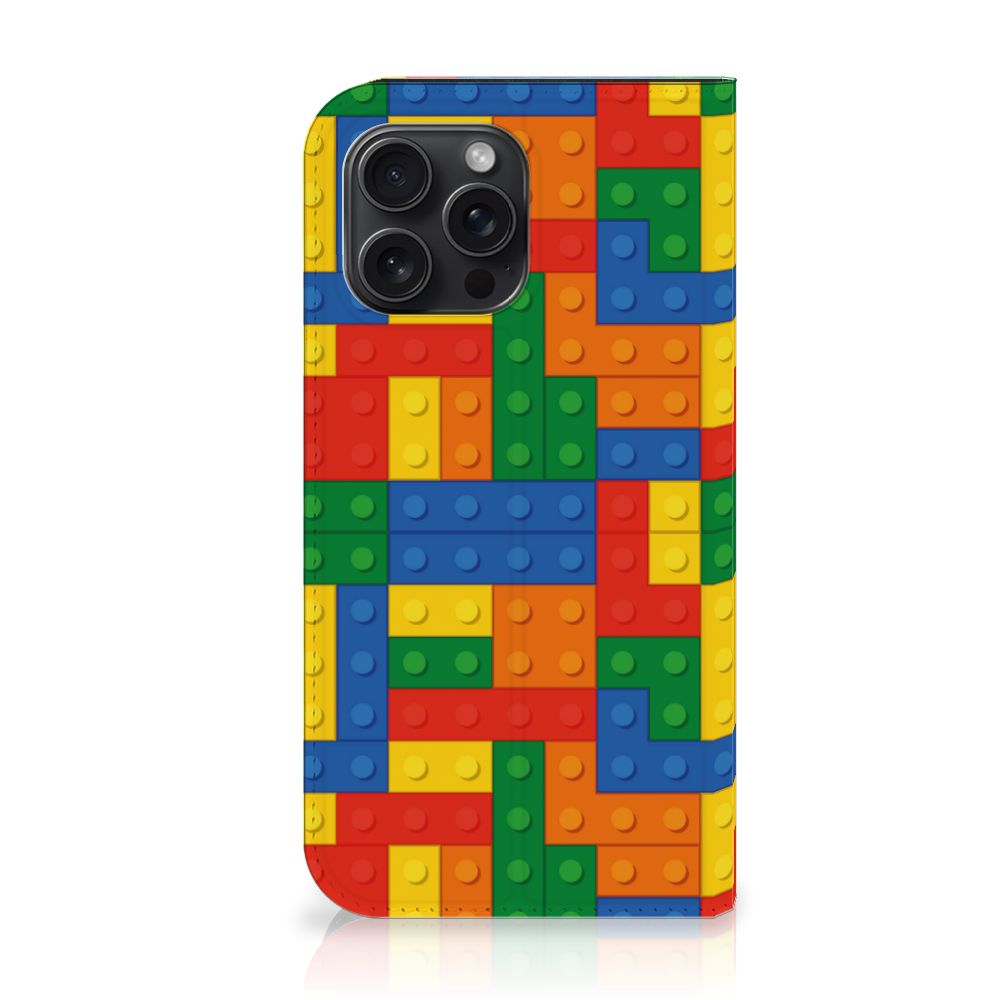 iPhone 15 Pro Max Hoesje met Magneet Blokken met kleurrijk Lego-design 🎨