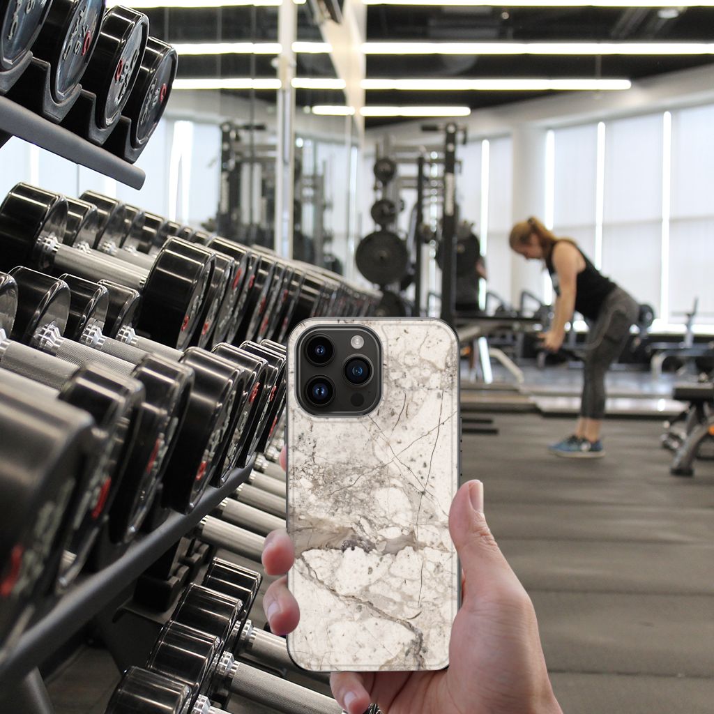 iPhone 15 Pro Max Marmeren Print Telefoonhoesje Marmer Beige B2C Telecom