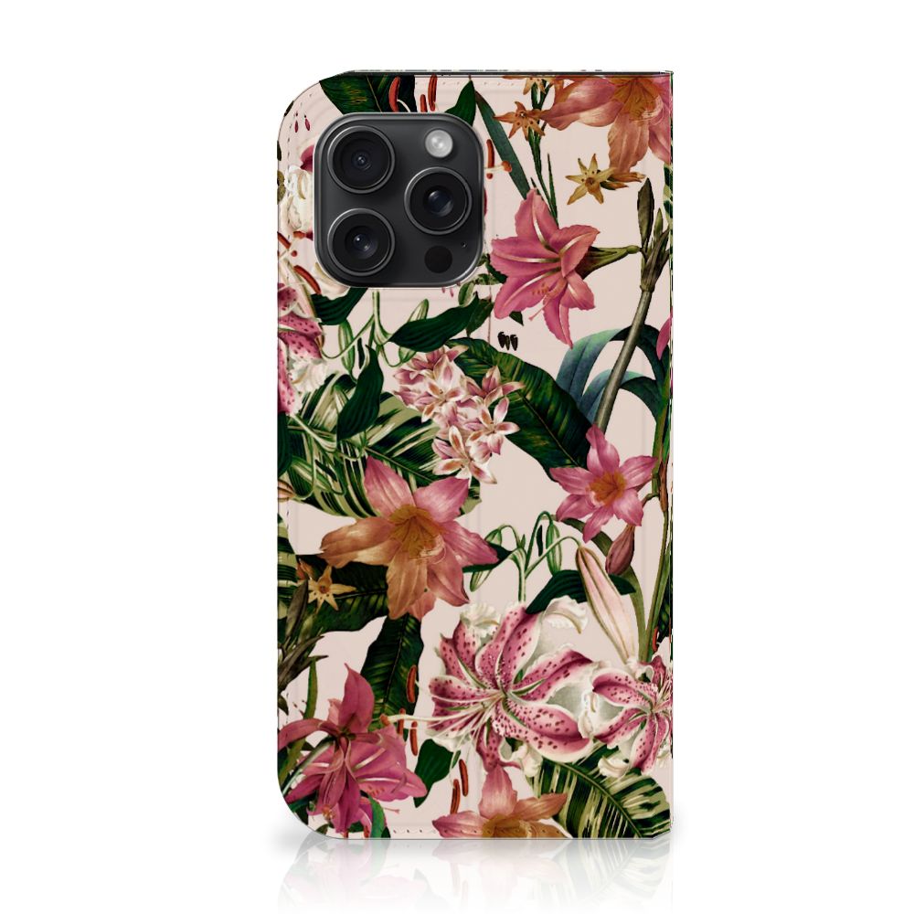 iPhone 15 Pro Max Smart Cover Flowers met kleurrijke bloemen en bladeren 🌸