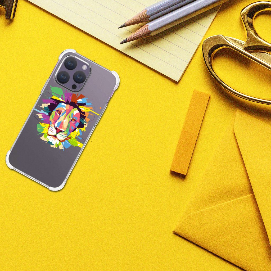 iPhone 15 Pro Max Stevig Bumper Hoesje Lion Color bovenaanzicht