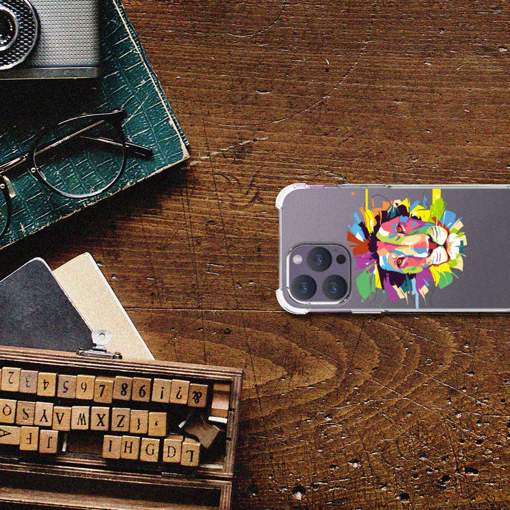 iPhone 15 Pro Max Stevig Bumper Hoesje Lion Color bovenaanzicht