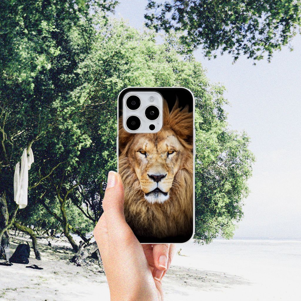 iPhone 15 Pro Max TPU Hoesje Leeuw met indrukwekkende manen, perfect voor bescherming en stijl 🌟