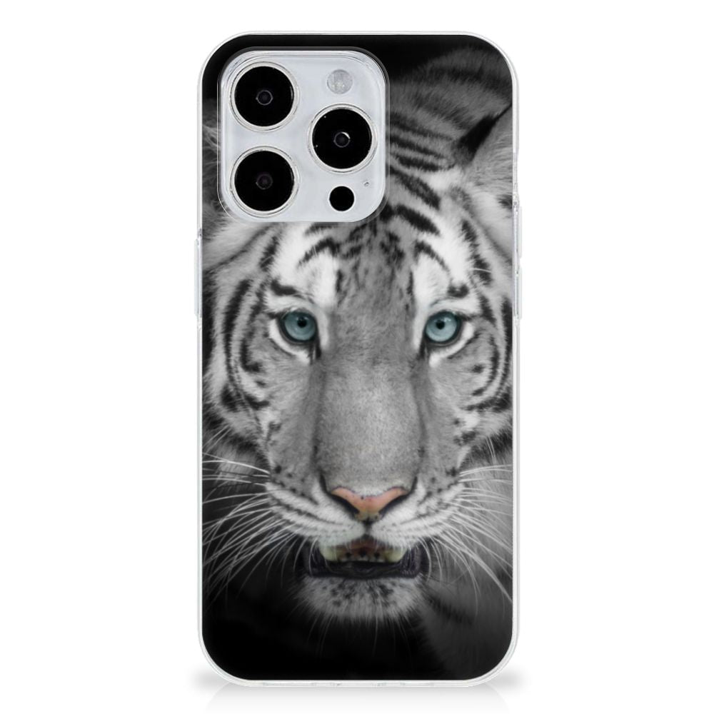 iPhone 15 Pro Max TPU Hoesje Tijger met afbeelding van een witte tijger🐅.
