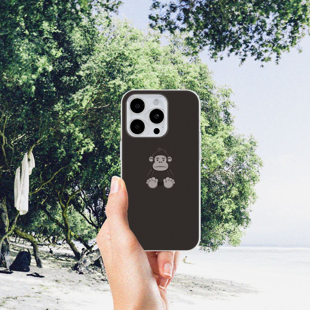 iPhone 15 Pro Max Telefoonhoesje met Naam Gorilla met schattig aapje ontwerp 🦍