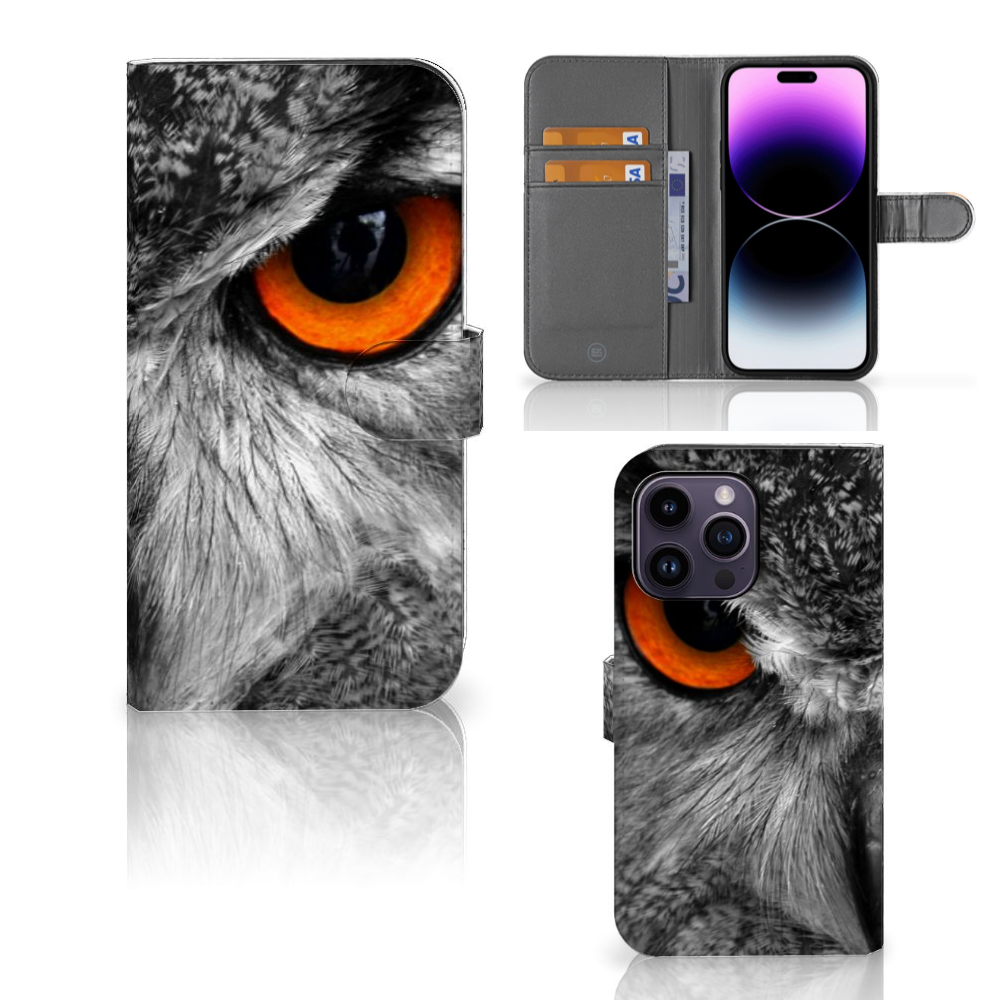 iPhone 15 Pro Max Telefoonhoesje met Pasjes Uil design uil aanzicht