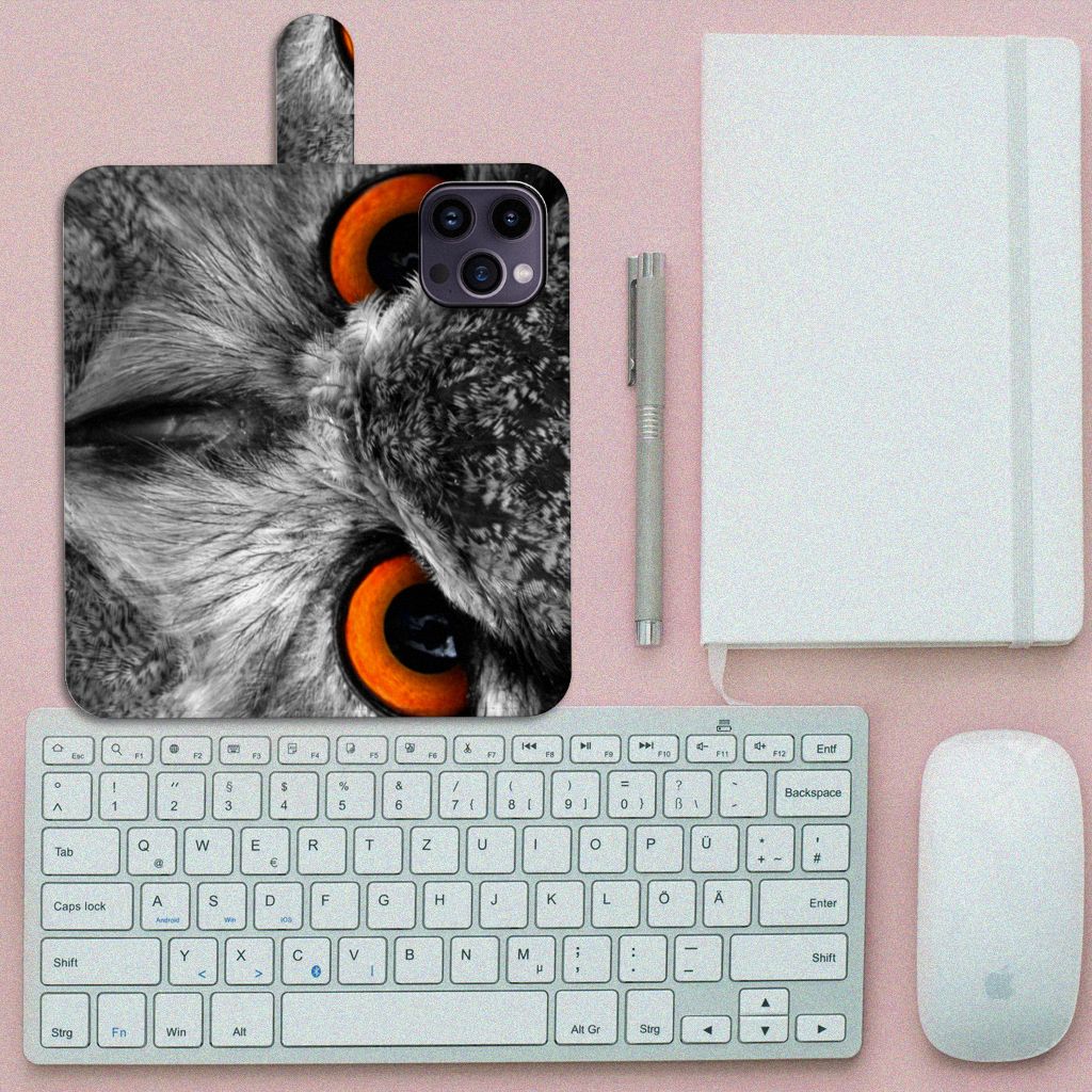 iPhone 15 Pro Max Telefoonhoesje met Pasjes Uil design uil close-up