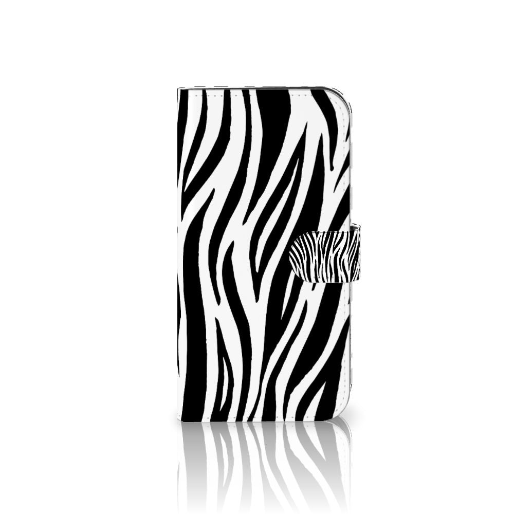 iPhone 15 Pro Max Telefoonhoesje met Pasjes Zebra - Zwart-witte zebraprint hoes met ruimte voor 3 pasjes 🦓.