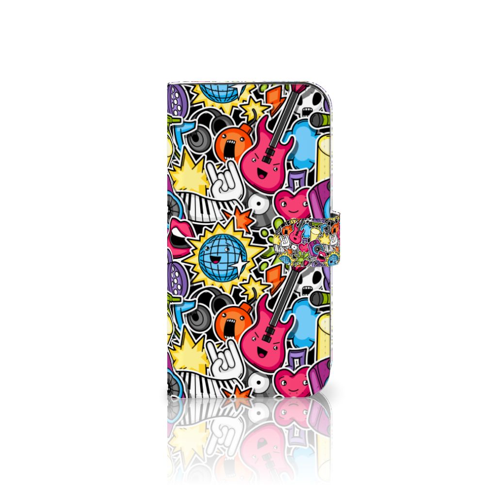 iPhone 15 Pro Max Wallet Case met Pasjes Punk Rock met kleurrijke gitaren en discoballen 🎸
