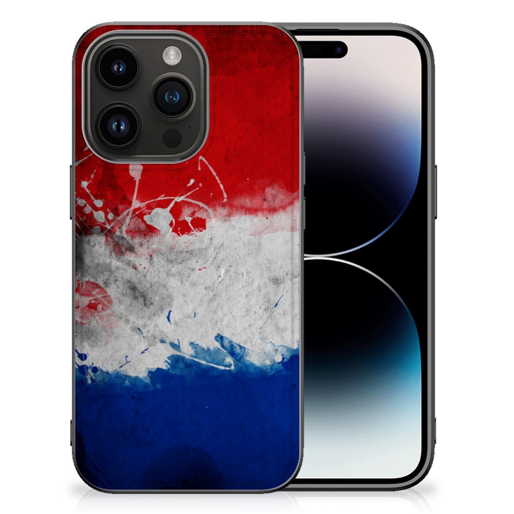 iPhone 15 Pro Silicone Case Nederland hoesje vlaggen print achterkant