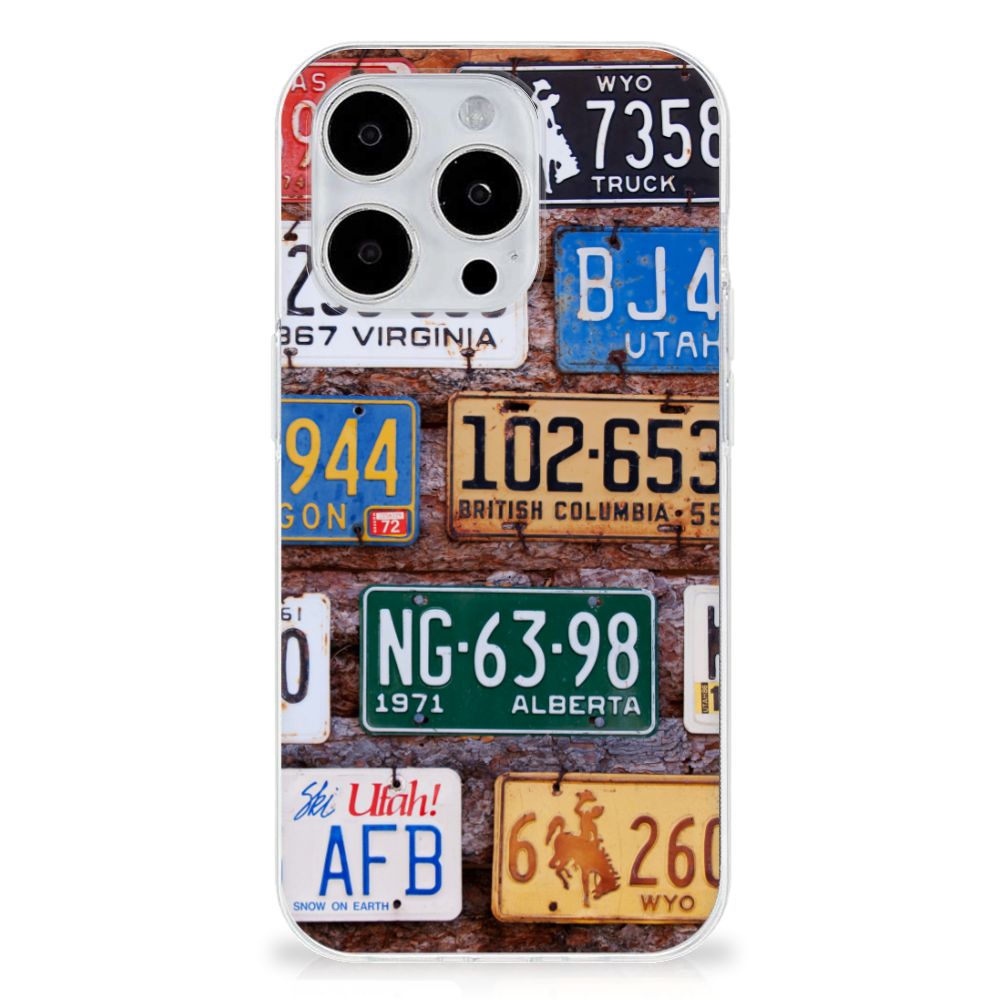iPhone 15 Pro Siliconen Hoesje met foto Kentekenplaten kentekenplaten design voorkant