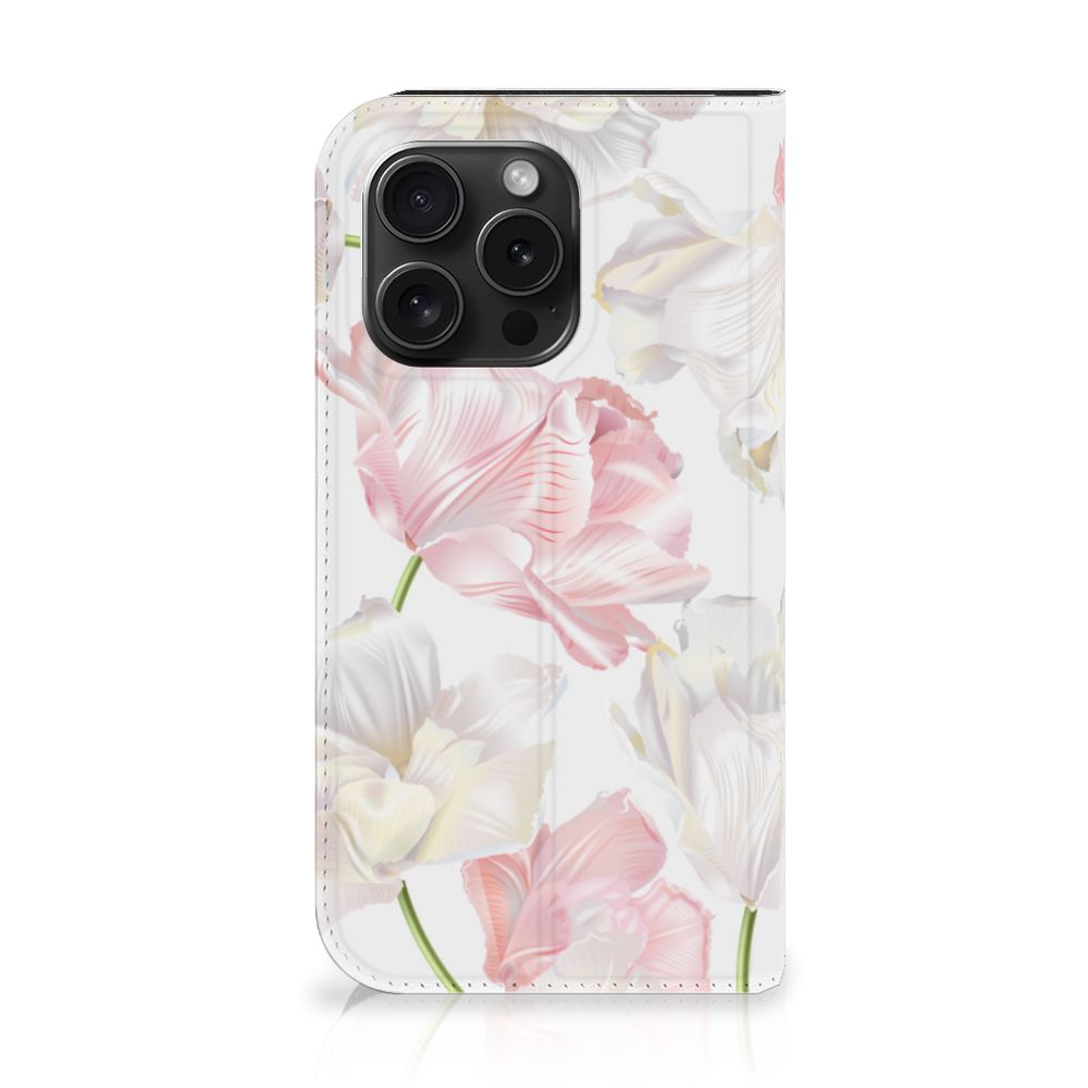 iPhone 15 Pro Smart Cover Lovely Flowers met roze en witte bloemen voor een stijlvolle uitstraling 🌸