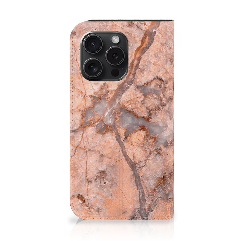 iPhone 15 Pro Standcase Marmer Oranje met prachtig design in marmerlook.
