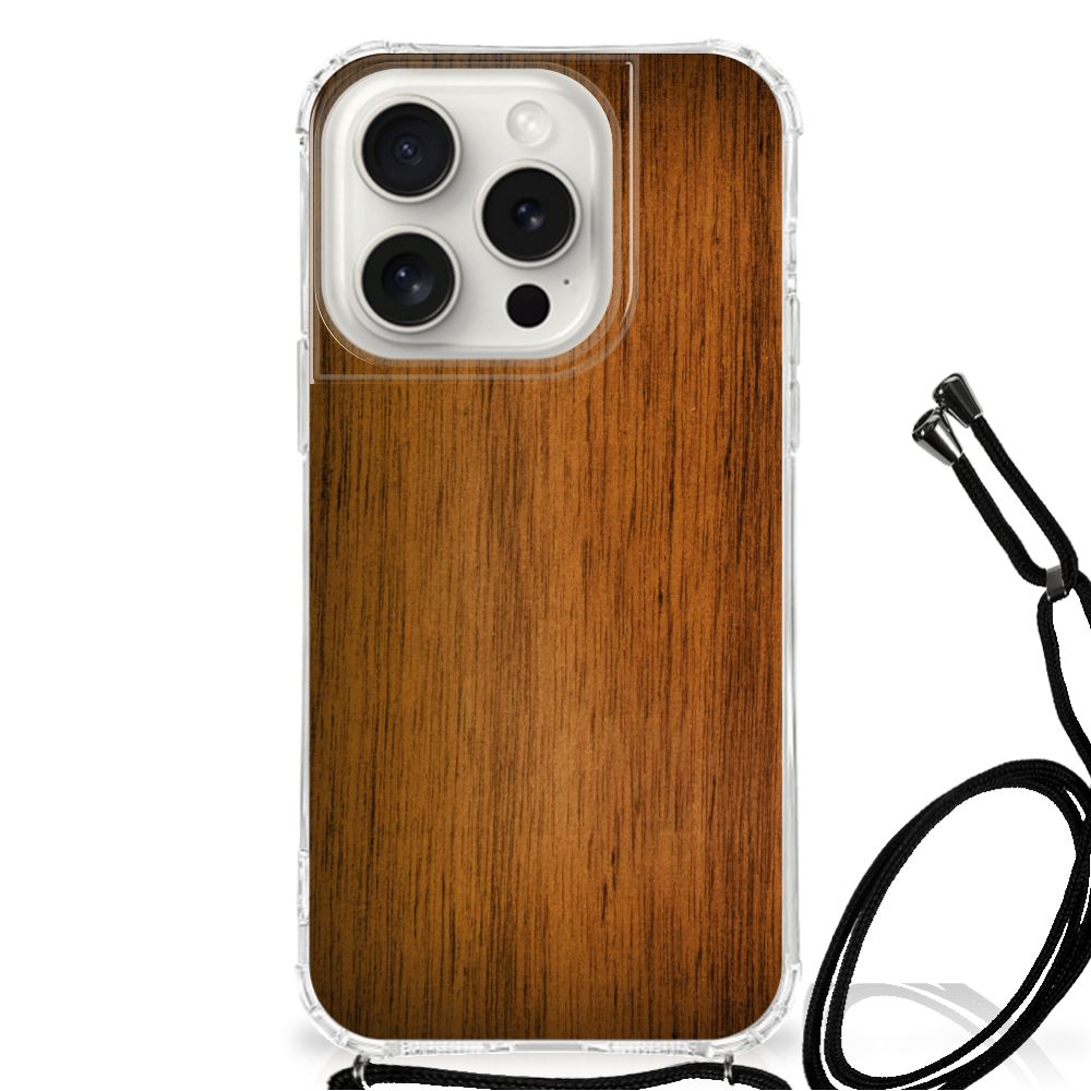 iPhone 15 Pro Stevig Telefoonhoesje Donker Hout B2C Telecom