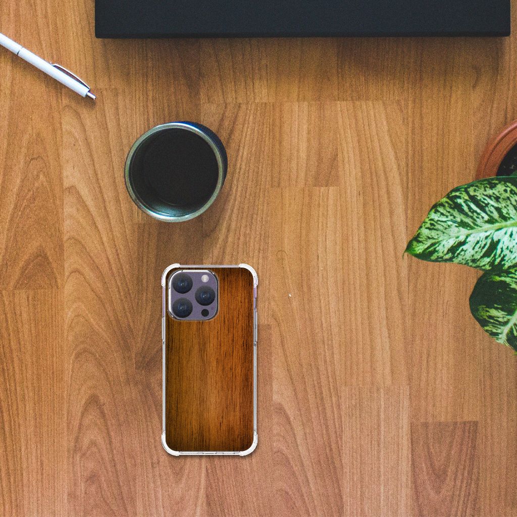 iPhone 15 Pro Stevig Telefoonhoesje Donker Hout B2C Telecom