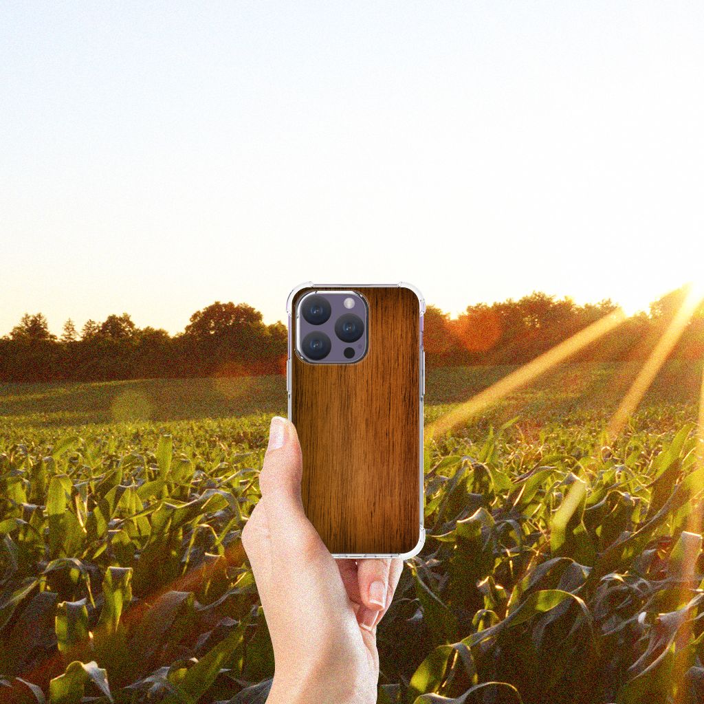 iPhone 15 Pro Stevig Telefoonhoesje Donker Hout B2C Telecom