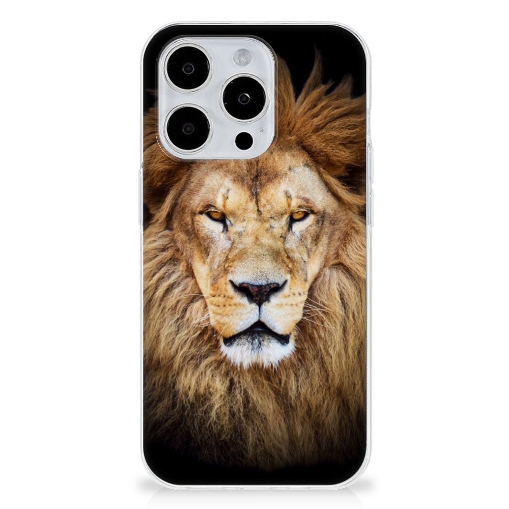 iPhone 15 Pro TPU Hoesje Leeuw met indrukwekkende leeuwenkop en krachtige manen 🦁