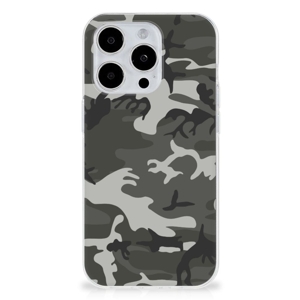 iPhone 15 Pro TPU bumper Army Light met camouflage design in natuurlijke kleuren 🌿.
