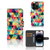 iPhone 15 Pro Telefoon Hoesje Geruit met kleurrijke ruitjes en ruimte voor 3 pasjes. Perfecte boekcase voor jouw smartphone! 🌈