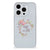 iPhone 15 Pro Telefoonhoesje met Naam Boho Text met design van bloemen en de tekst "PEACE AND LOVE" 🌼.