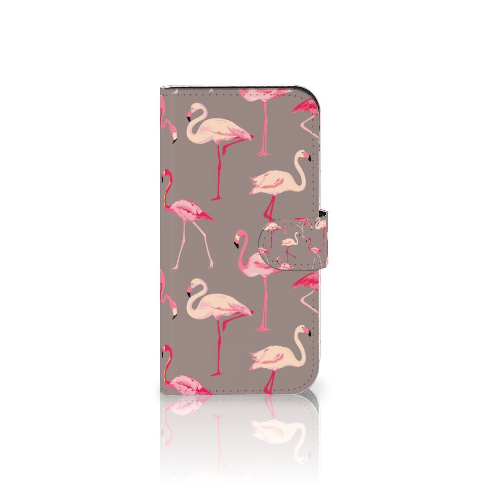 iPhone 15 Pro Telefoonhoesje met Pasjes Flamingo flamingo design zijaanzicht
