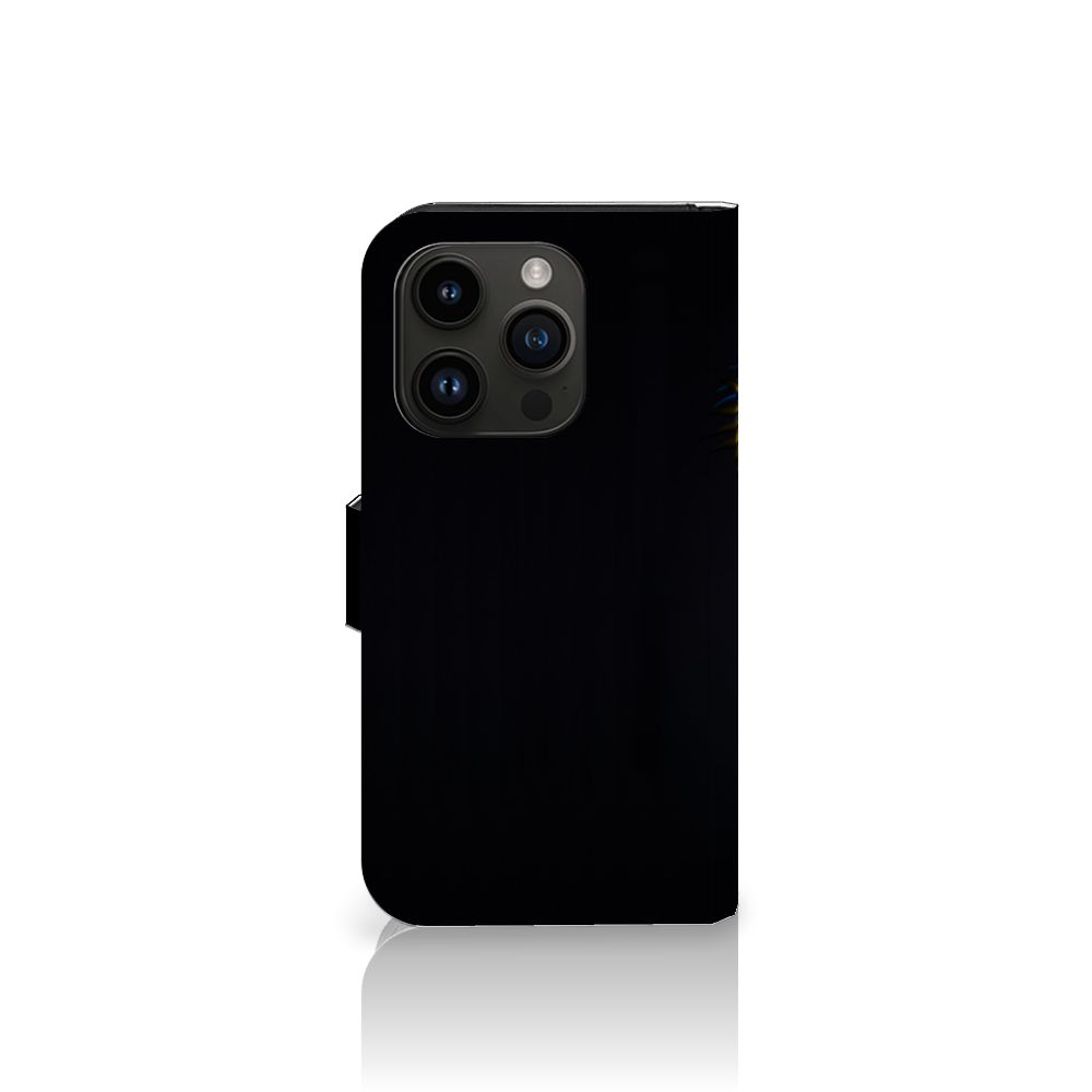 iPhone 15 Pro Telefoonhoesje met Pasjes Papegaai boekhoes zwart