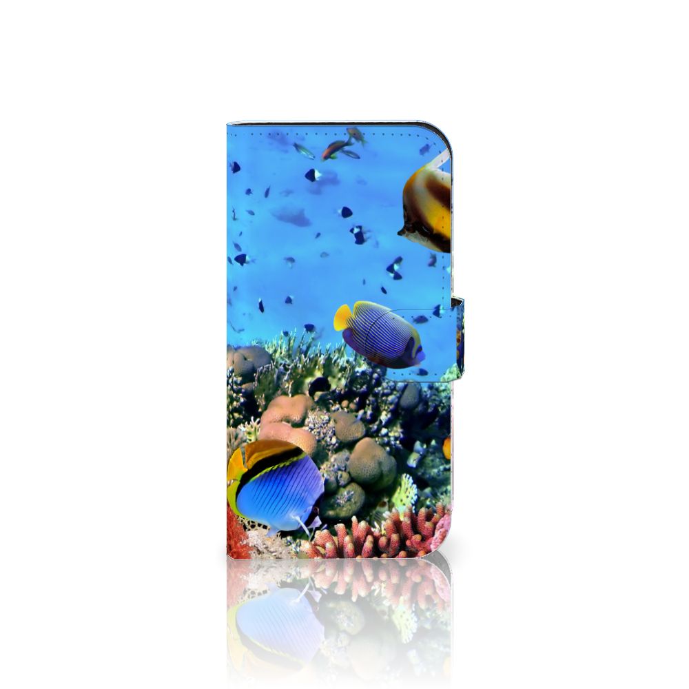 iPhone 15 Pro Telefoonhoesje met Pasjes Vissen, kleurrijk ontwerp met tropische vissen onder water 🌊