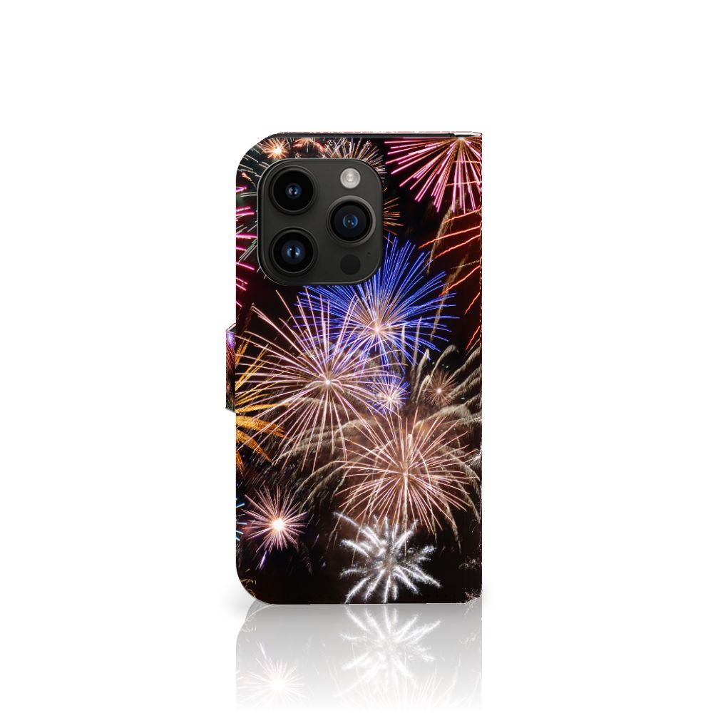 iPhone 15 Pro Wallet Case met Pasjes Vuurwerk met kleurrijke siervuurwerkprint 🎆