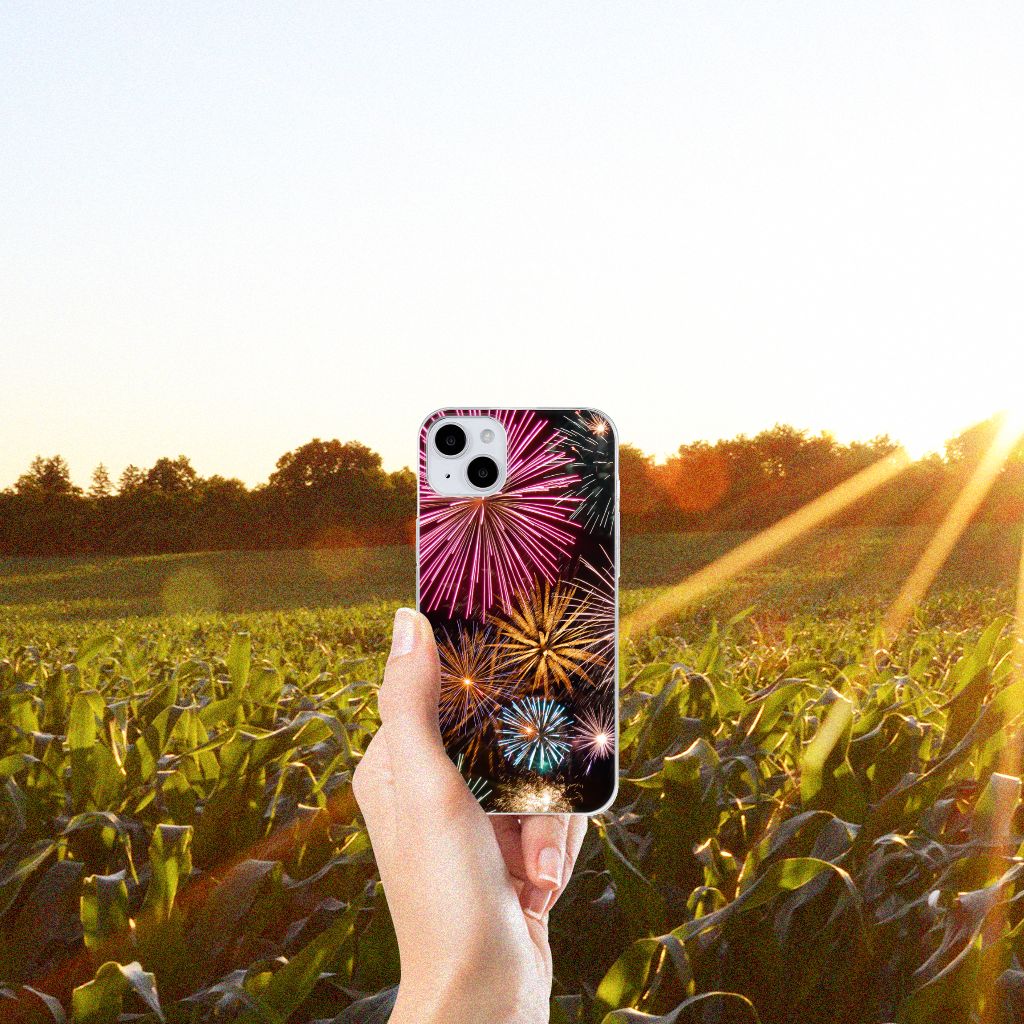iPhone 15 Silicone Back Cover Vuurwerk siervuurwerk design aanzicht