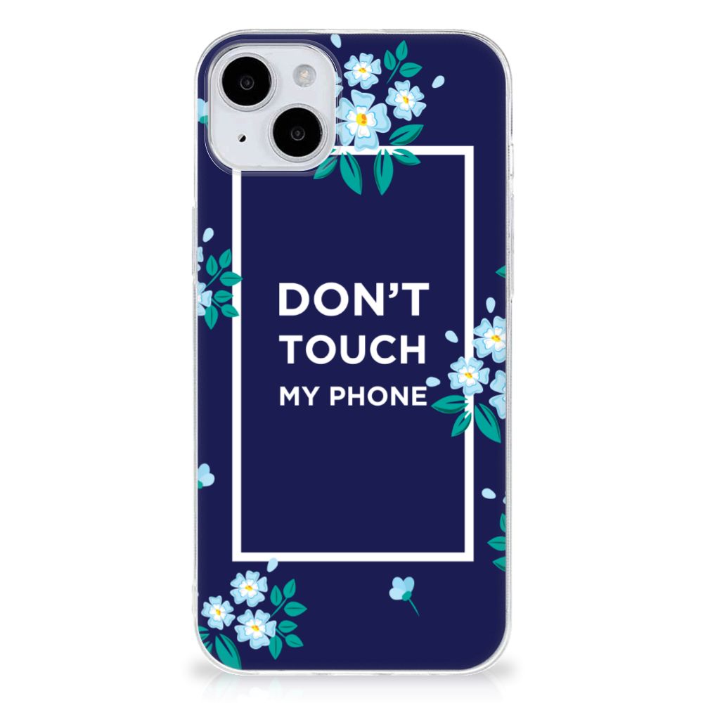 iPhone 15 Silicone-hoesje Flowers Blue DTMP B2C Telecom